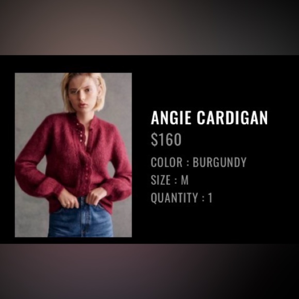 NWOT Sézane Angie Cardigan Burgundy - Size M